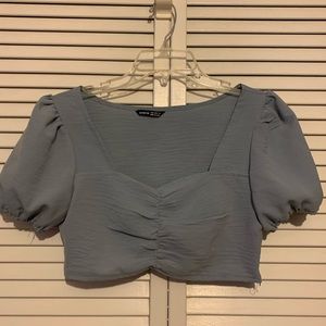 Shein Dusty Blue Crop Top Size S